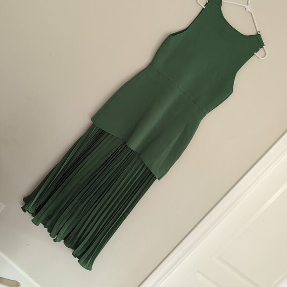 ZARA NEW WOMAN LONG PLEATED KNIT COMBINATION DRESS GREEN 4192/055 S M L - Picture 17 of 17